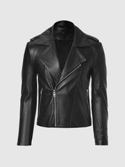 Vortex Men's Black Biker Leather Jacket