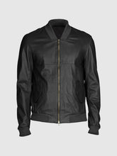 Striker Men's Black Leather Bomber Jacket