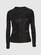 Quilted Charm Women's Black Leather Jacket