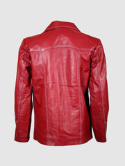 Classic Red Leather Coat-Size XL