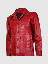 Classic Red Leather Coat-Size XL