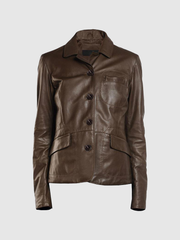 Aveline Women's Brown Leather Blazer