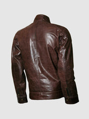 Classic Distressed Men's Brown Leather Motorcycle Size Small
