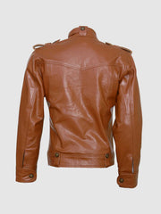 Men's Tan Biker Leather Jacket