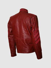 Military Look Men Maroon Leather Jacket