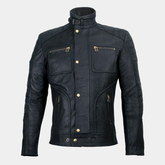 Hispar Black Nubuck Moto Racer Jacket