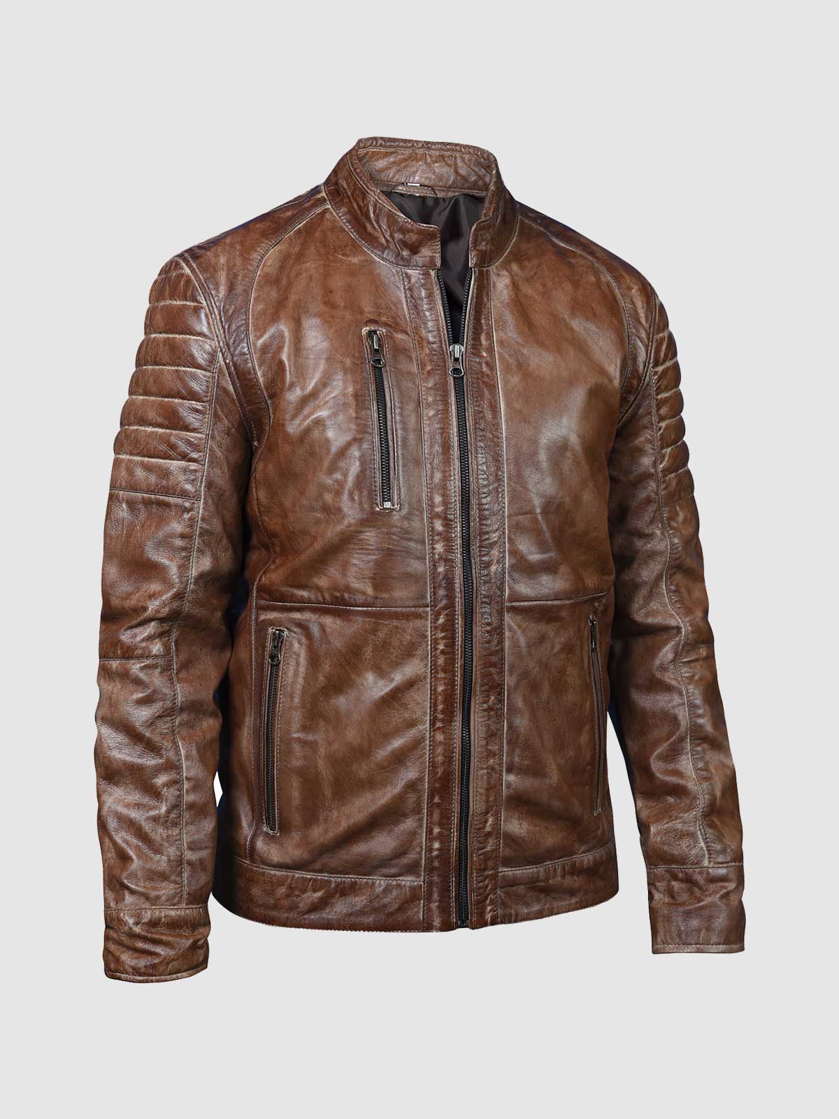 Waxed Brown Biker Jacket