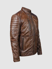 Waxed Brown Biker Jacket