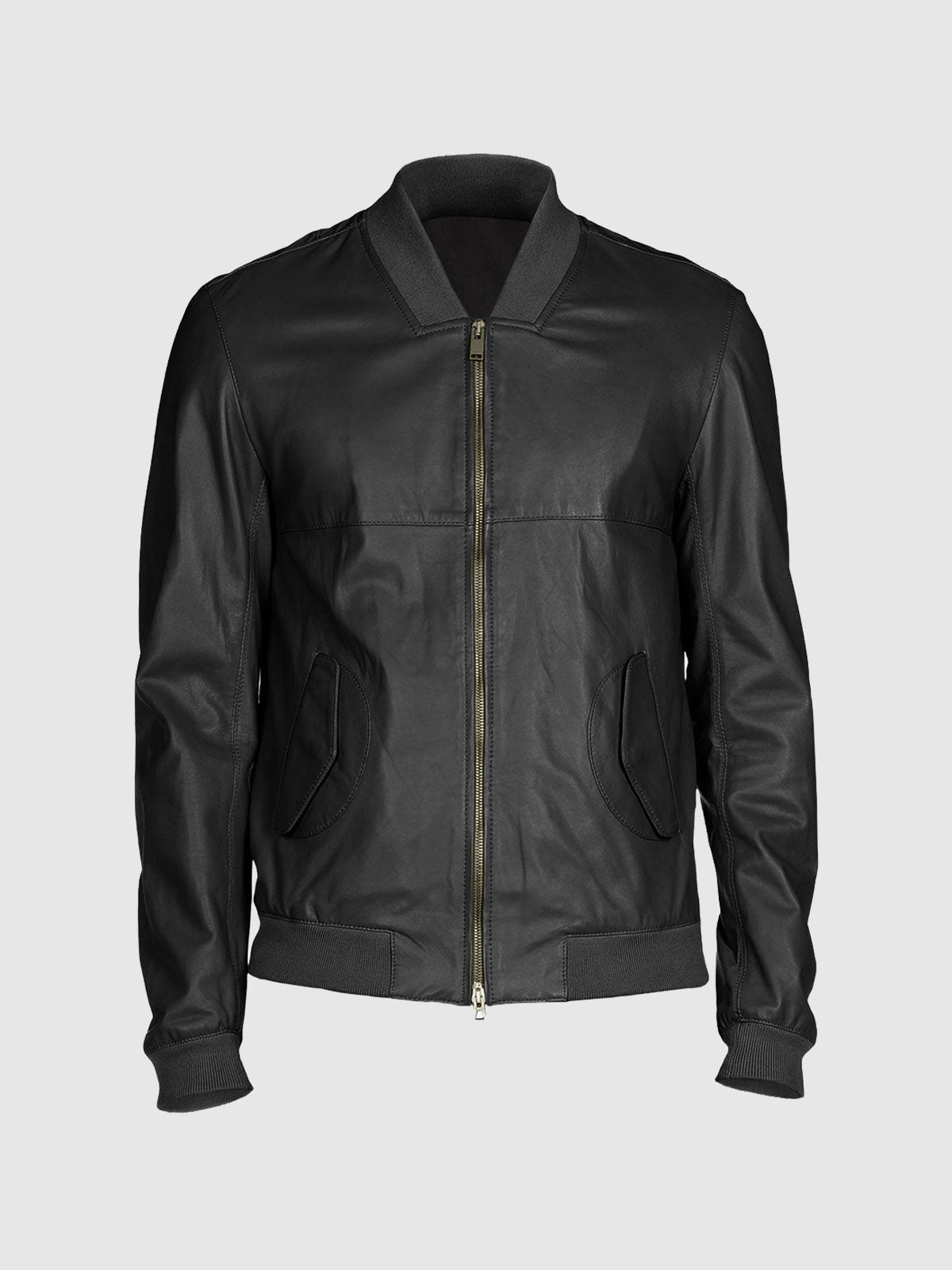 Striker Men's Black Leather Bomber Jacket