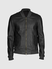 Striker Men's Black Leather Bomber Jacket