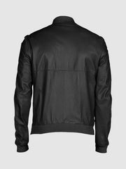 Striker Men's Black Leather Bomber Jacket