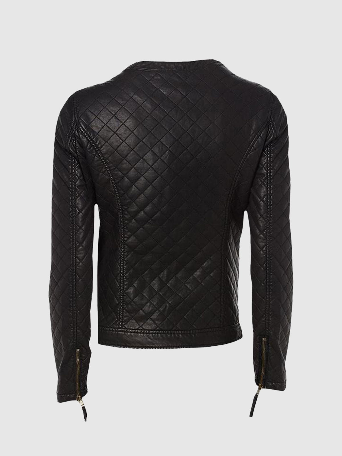 Quilted Charm Women's Black Leather Jacket