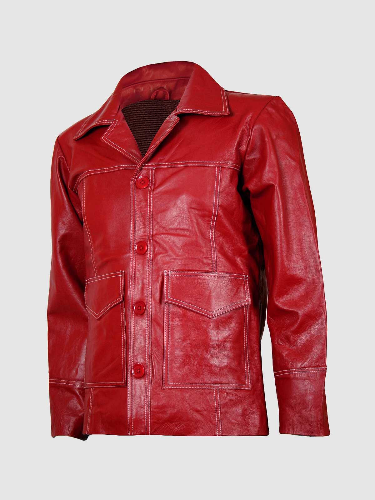 Classic Red Leather Coat
