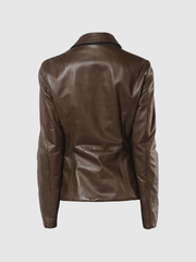 Aveline Women's Brown Leather Blazer