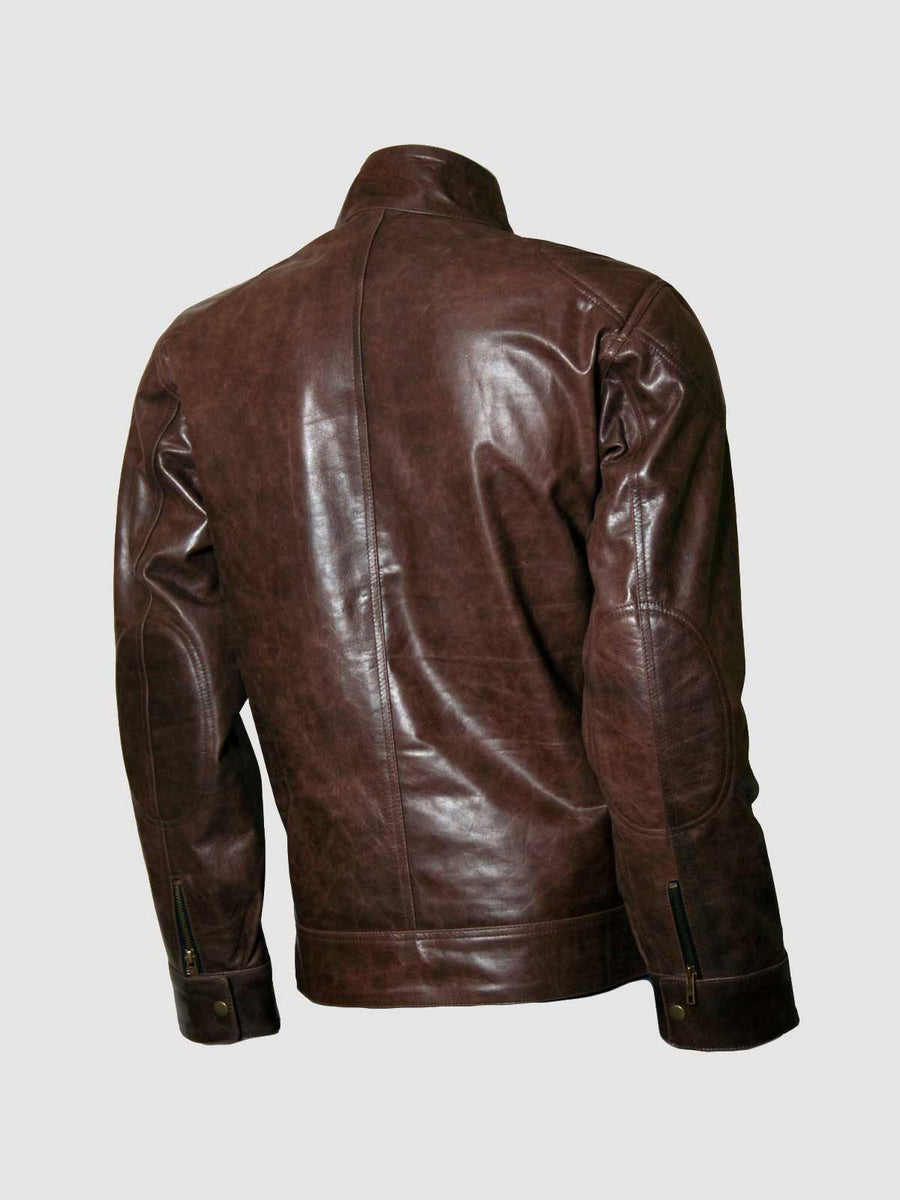 Classic Distressed Men's Brown Leather Motorcycle  Size Small