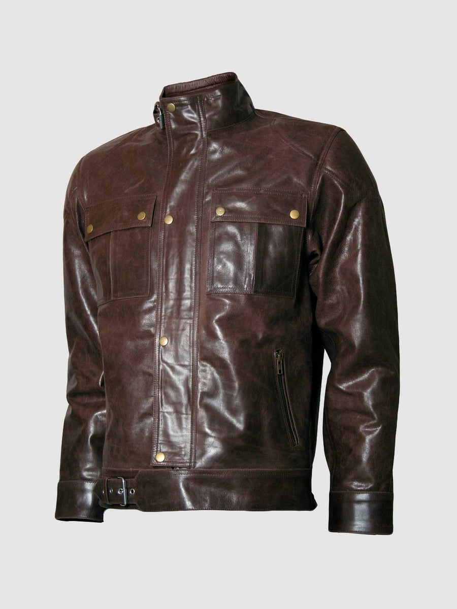 Classic Distressed Men's Brown Leather Motorcycle  Size Small