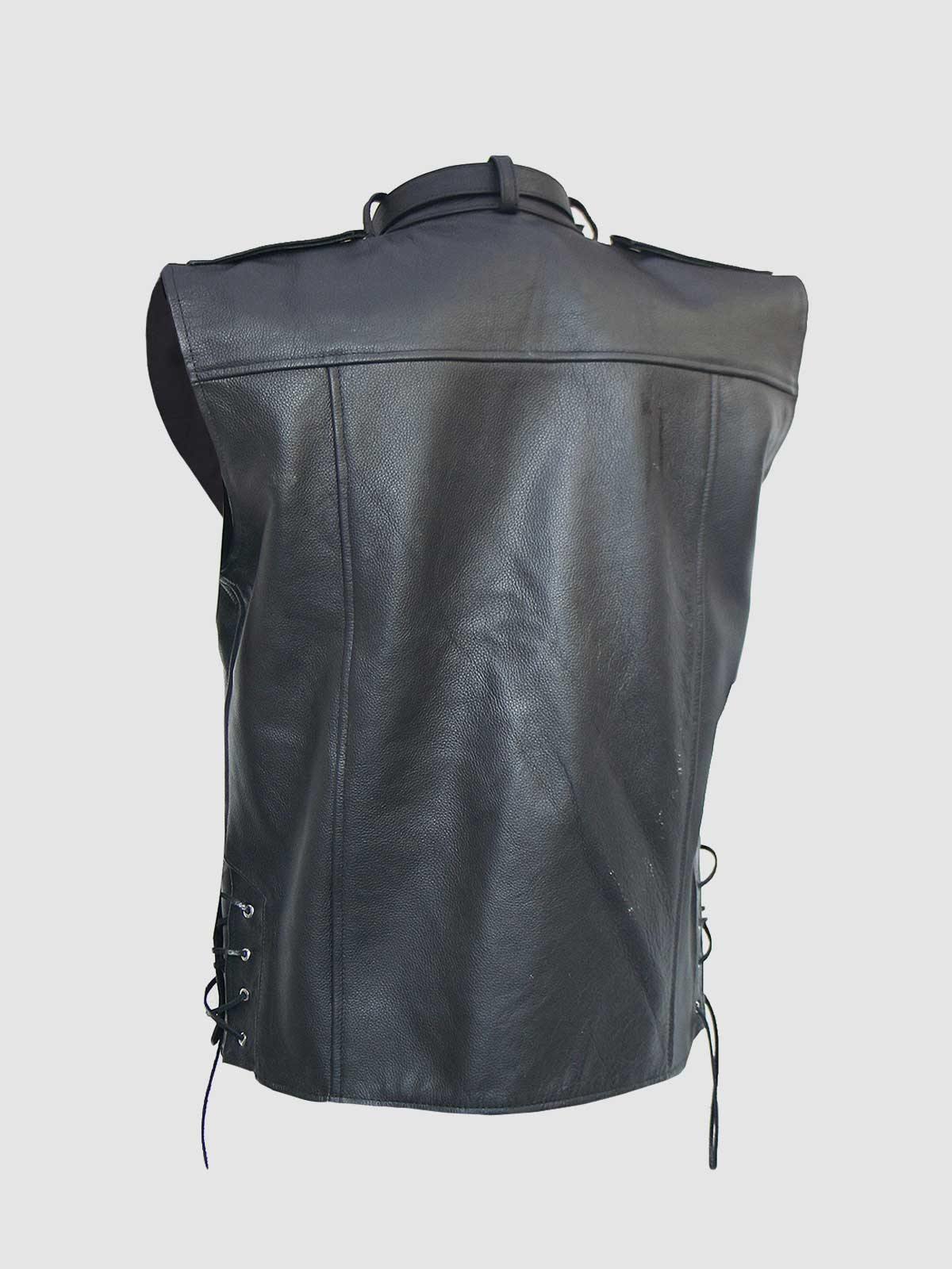 Easy Wear Biker Black Men's Leather Vest