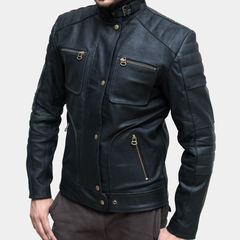 Hispar Black Nubuck Moto Racer Jacket