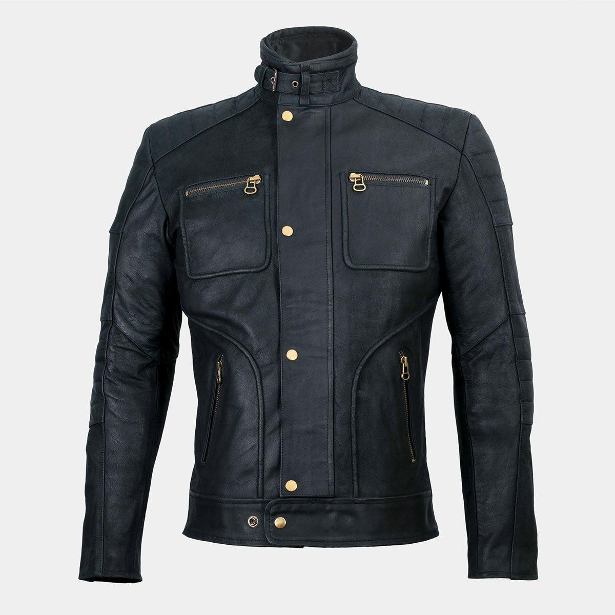 Hispar Black Nubuck Moto Racer Jacket
