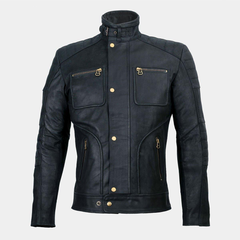 Hispar Black Nubuck Moto Racer Jacket