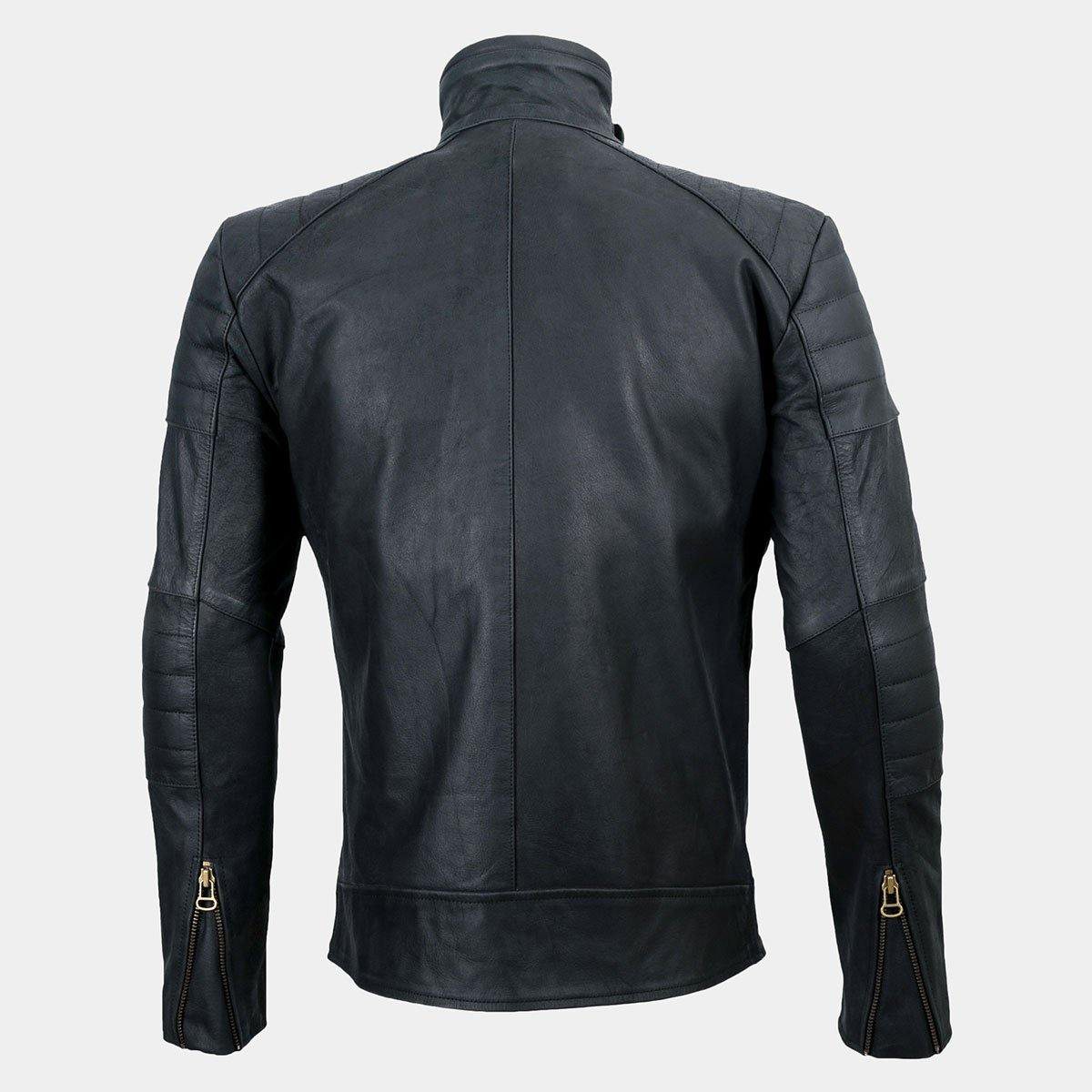 Hispar Black Nubuck Moto Racer Jacket
