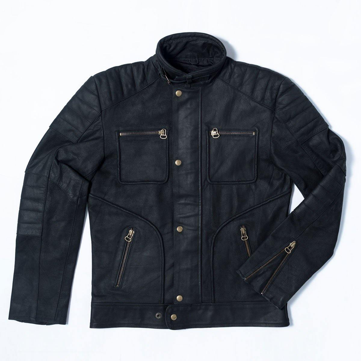 Hispar Black Nubuck Moto Racer Jacket