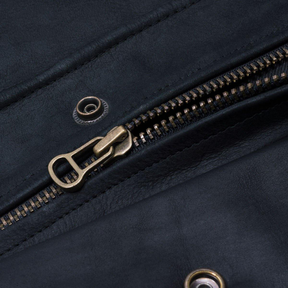 Hispar Black Nubuck Moto Racer Jacket