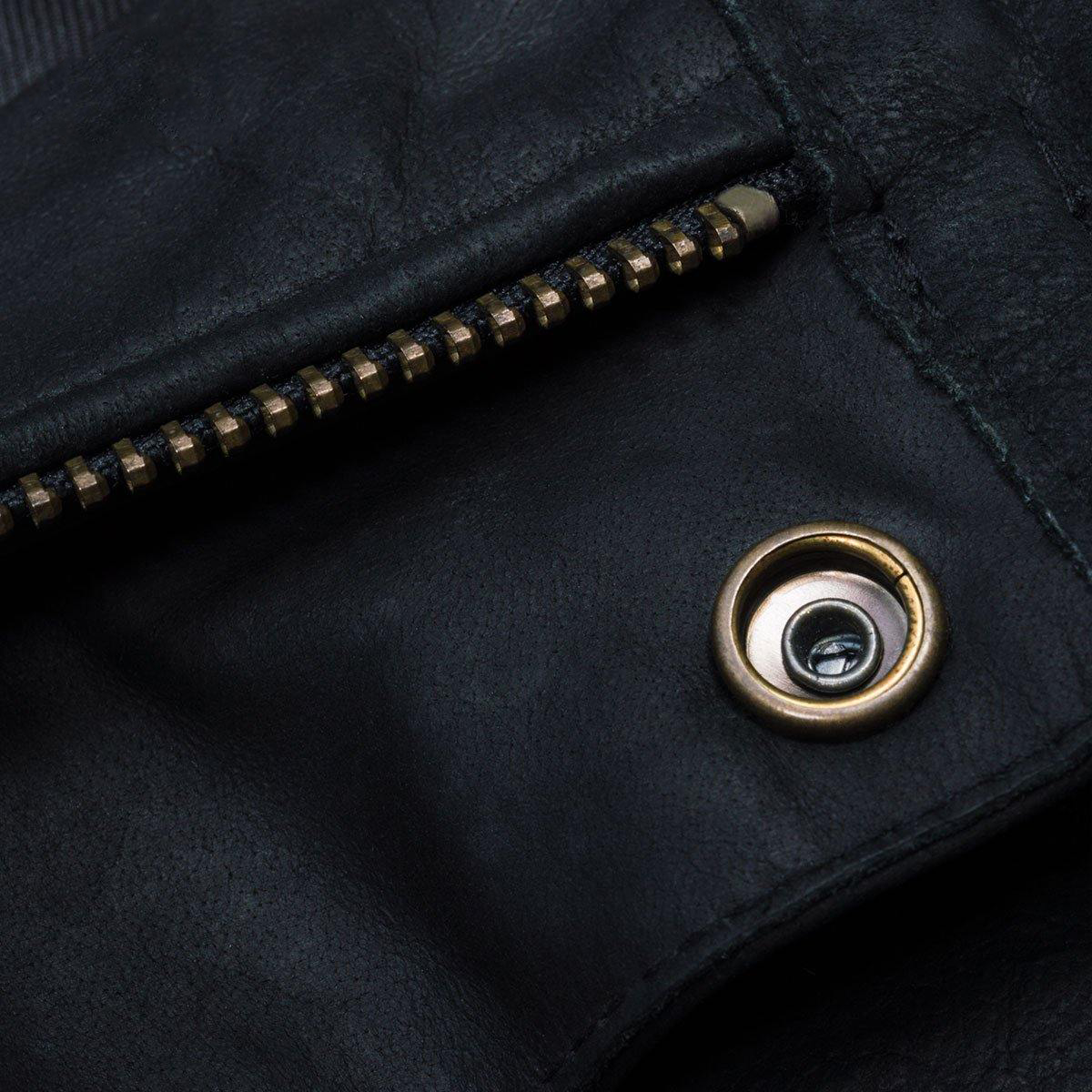 Hispar Black Nubuck Moto Racer Jacket