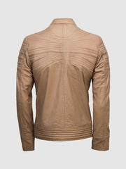 Size M Men's Beige Leather Jacket