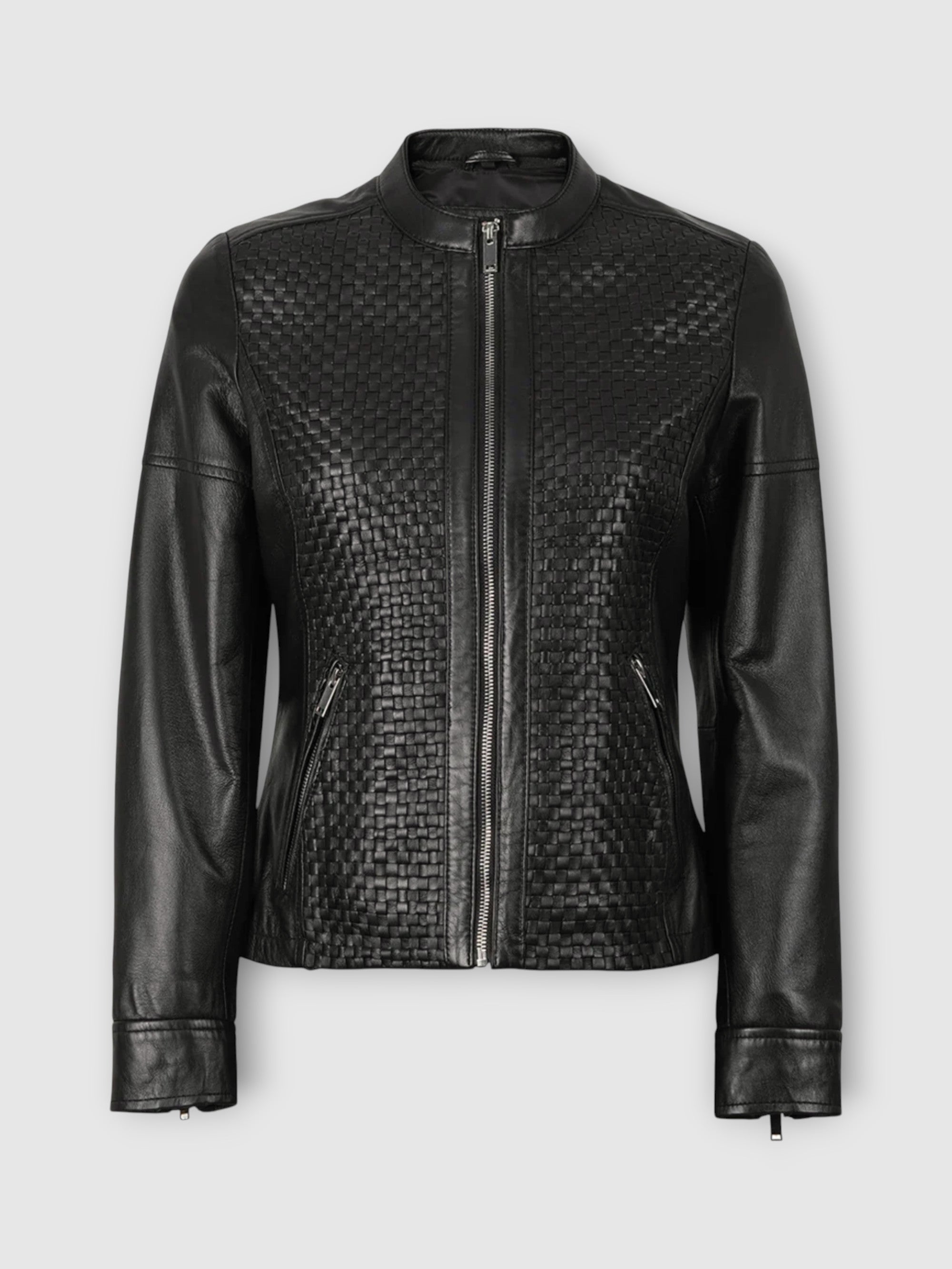 The Black Weave Leather Jacket