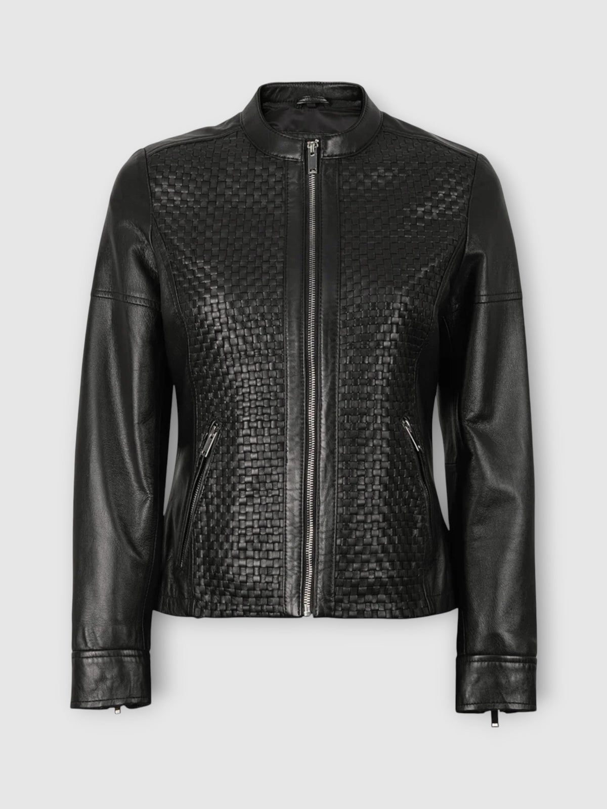 The Black Weave Leather Jacket