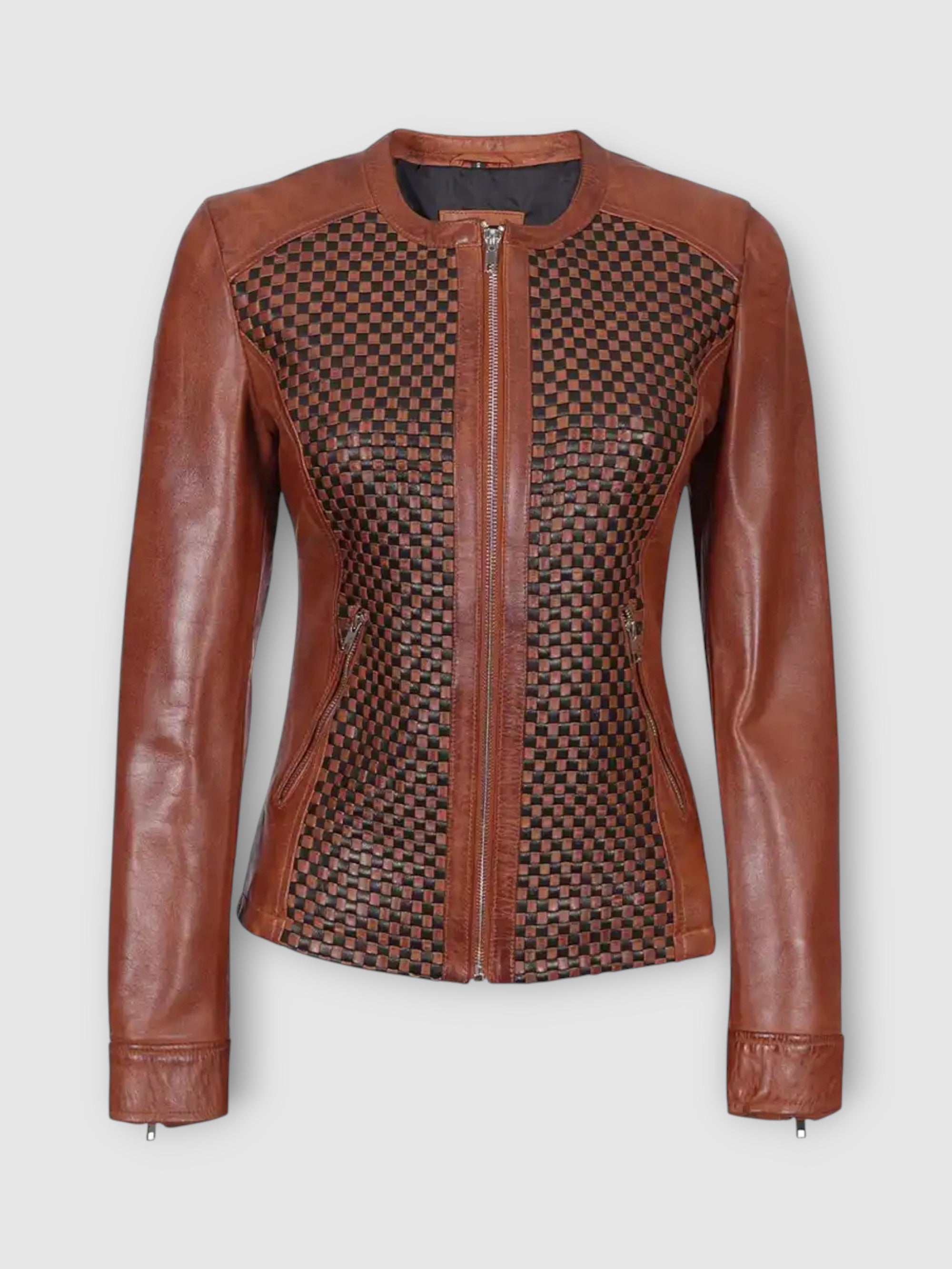 The Checkered Weave Leather Jacket