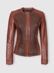 The Checkered Weave Leather Jacket