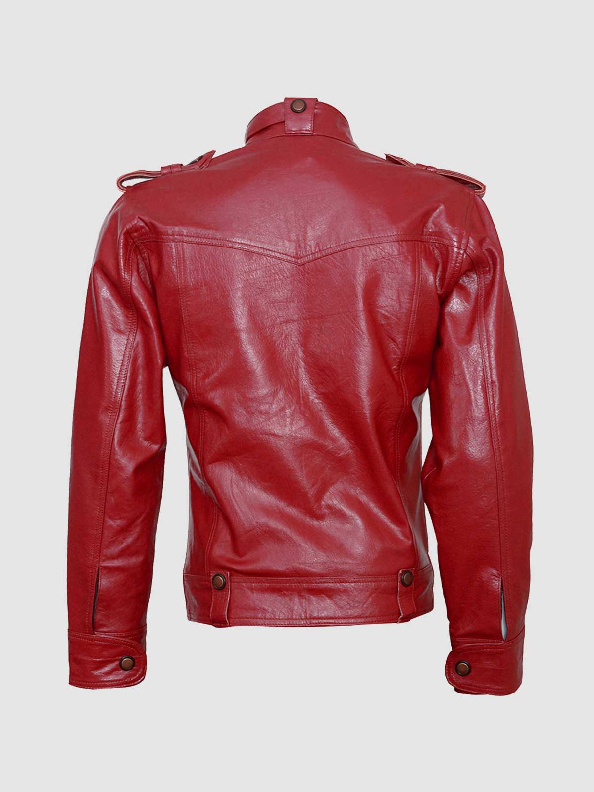 Top-Grade Men's Burgundy Leather Jacket 2xl