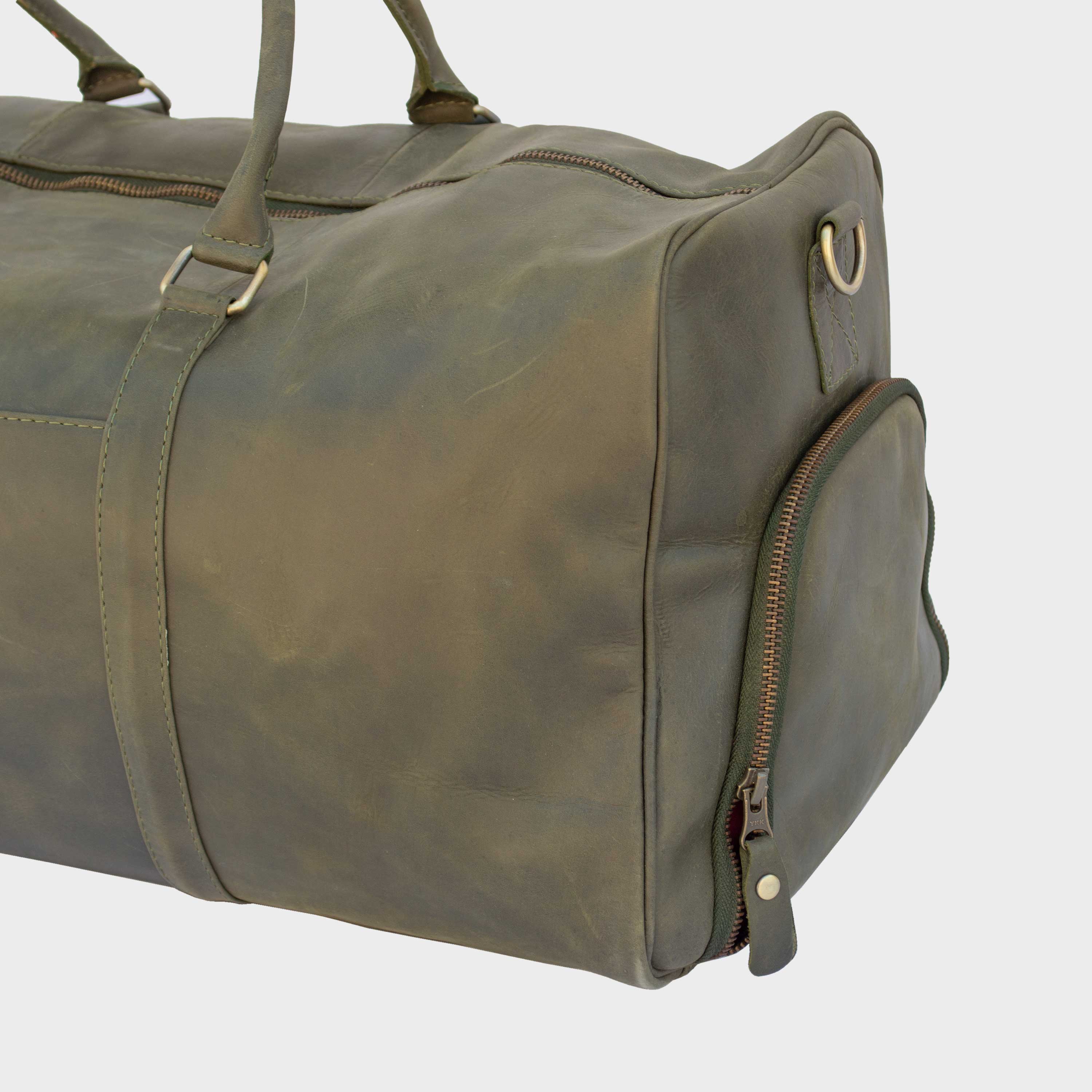 Valmor Green Leather Duffle Bag
