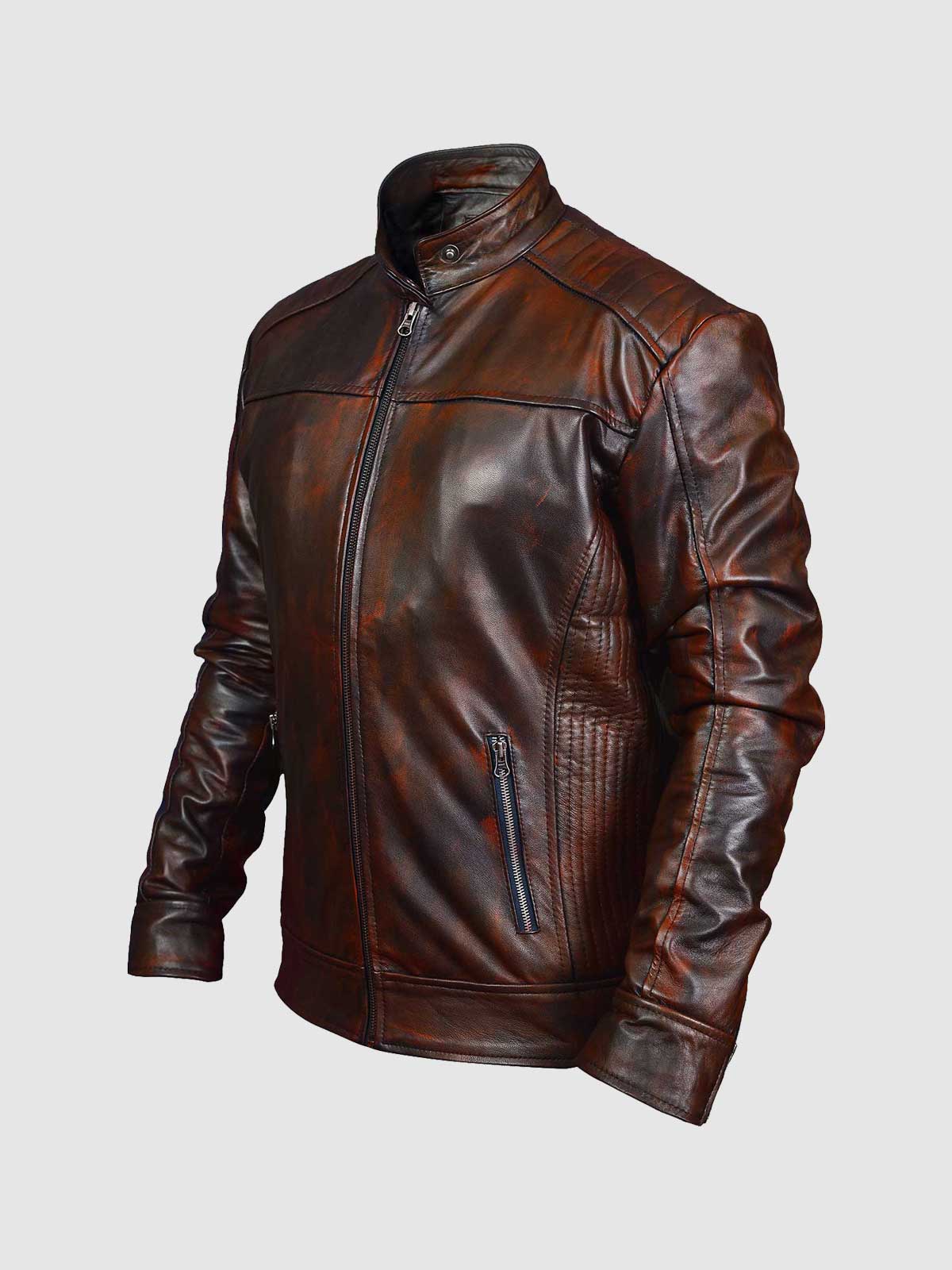 Vintage Leather Waxed Jacket for Men